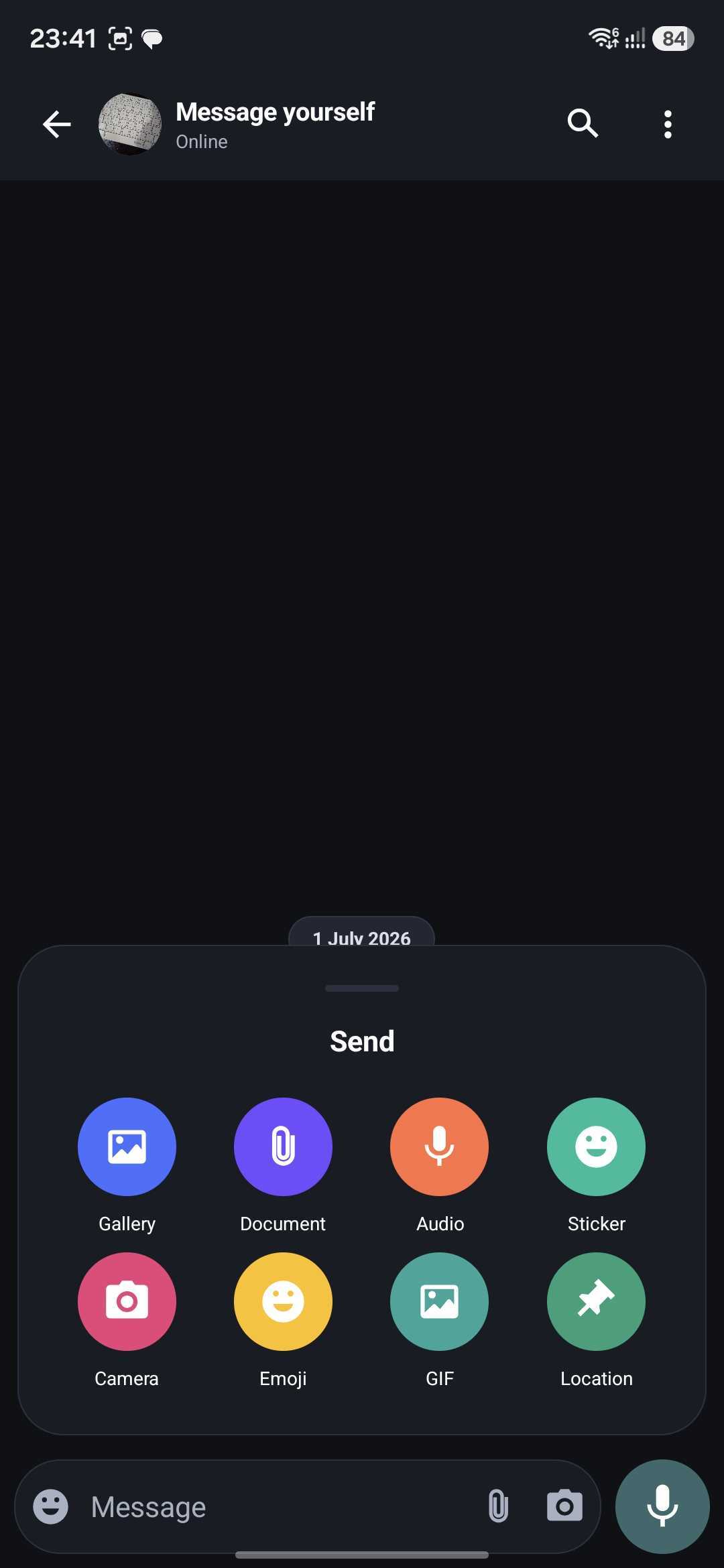 Krew rich sharing attachment menu