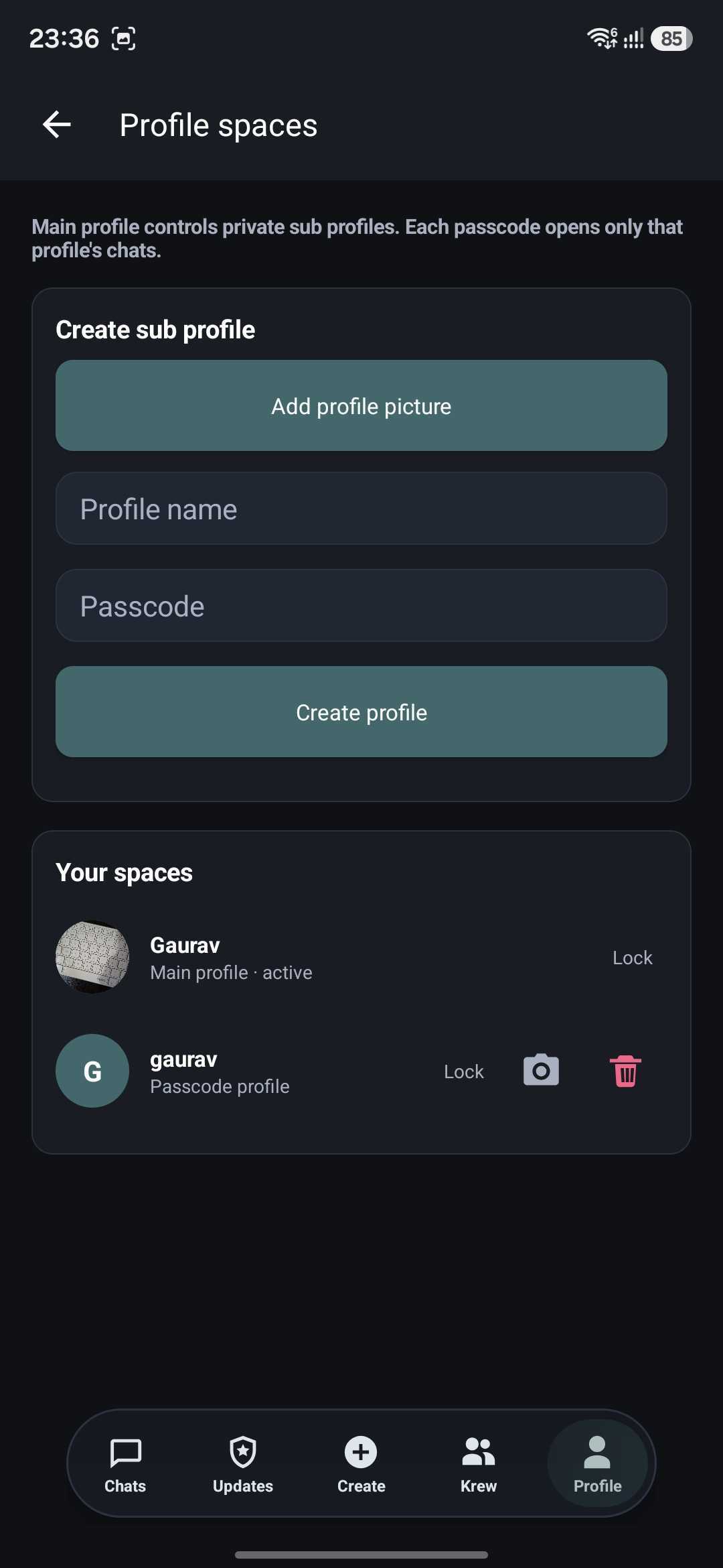 Krew phone number onboarding screen